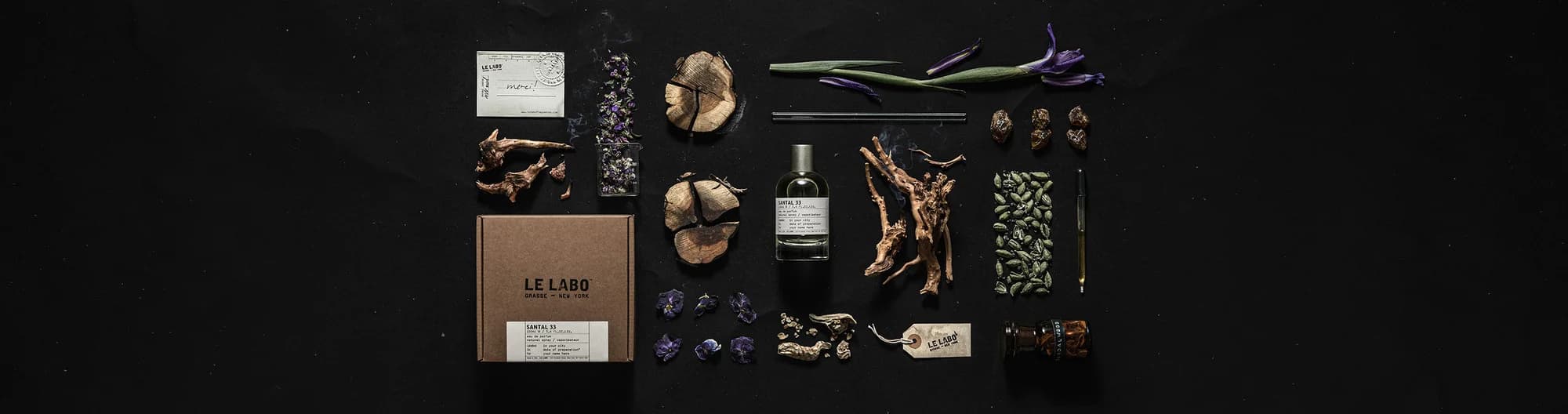 Le Labo Santal 33 Eau de Parfum in 50ml amber-glass bottle with typewriter-style label, front view